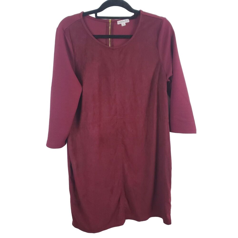 Ophelia Roe Dress‎ Womens XL Long Sleeve Burgundy Pullover Knee Length